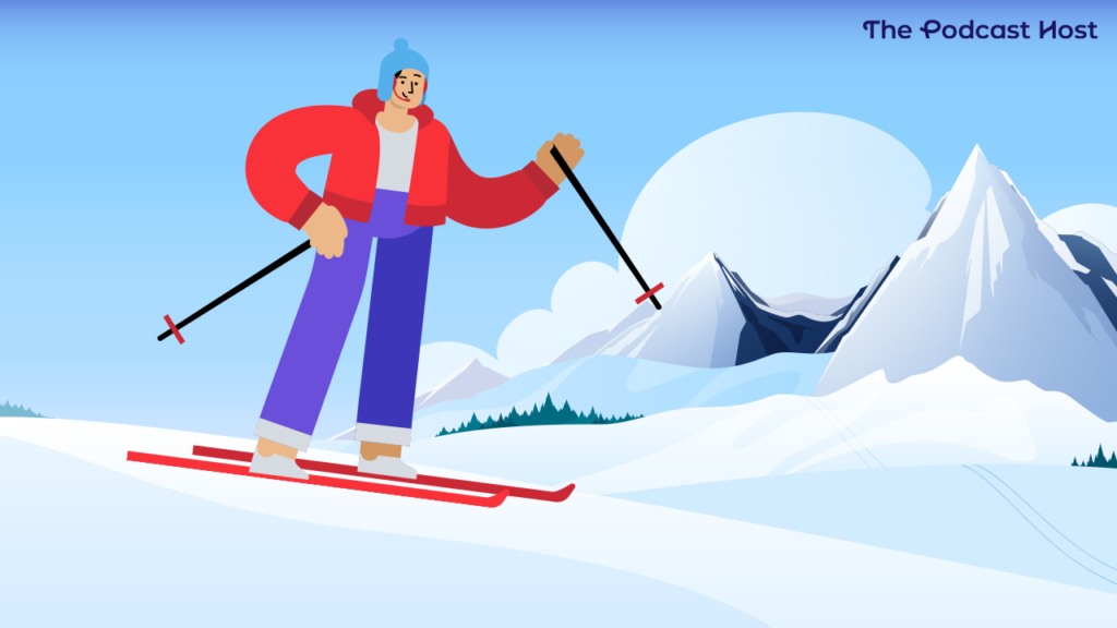 podcaster on the slopes