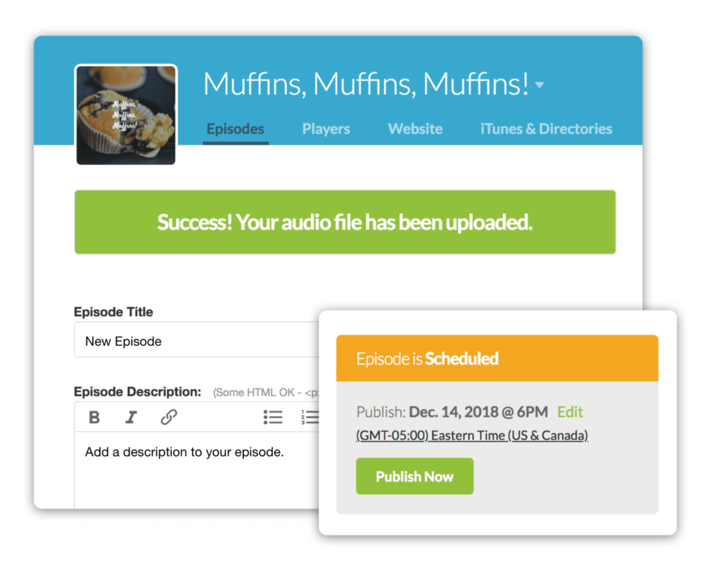 screenshot uploading an episode: buzzsprout review