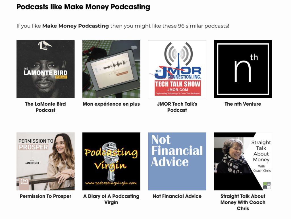 Podchaser's recommendations are good, but don't combine recommendations with playback like TikTok could.