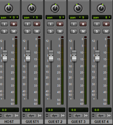 Panning tracks example for multi-guest podcasting.